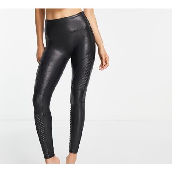 Spanx size medium leather look moto leggings - Picture 1 of 4